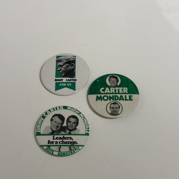 Lot Of 3 Presidential Election 1976 Jimmy Carter Buttons Political Memoribilia - Picture 1 of 4